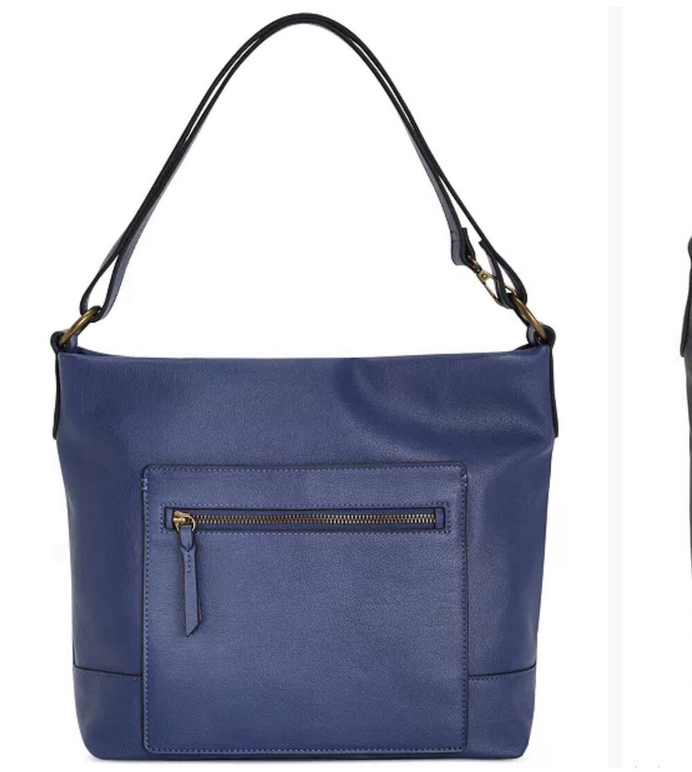 Style & Co Hudsonn Blue Hobo Bag Adjustable Strap Zipper Pockets Vegan Leather
